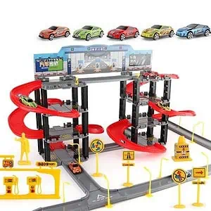 Garage Voiture Jouet Parking Double Avec Route & Voiture