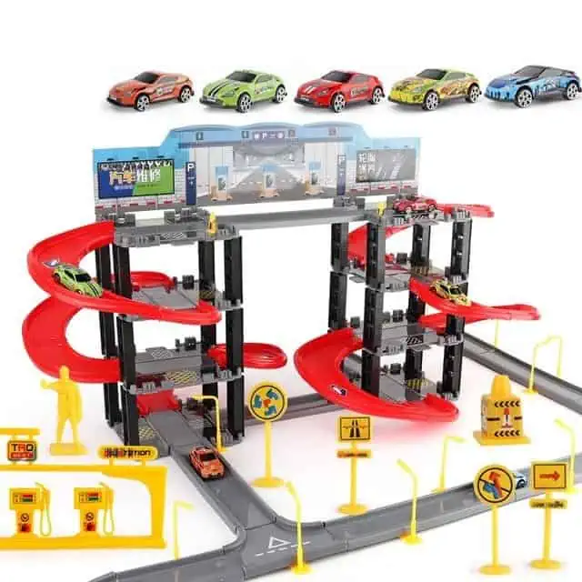 Garage Voiture Jouet Parking Double Avec Route & Voiture