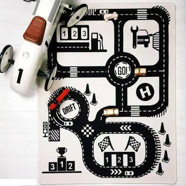 Tapis Circuit Voiture Enfant Noir Et Blanc