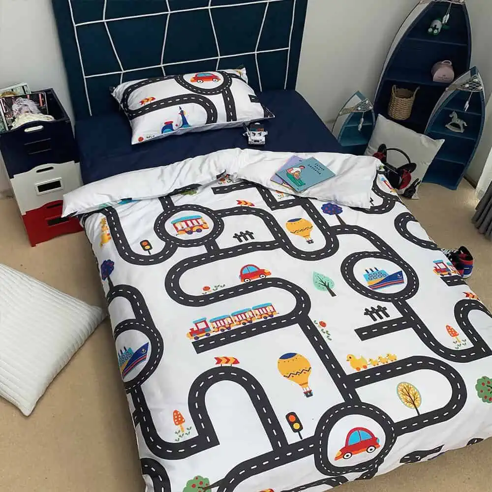 Housse De Couette Enfant Circuit Voiture 135X200